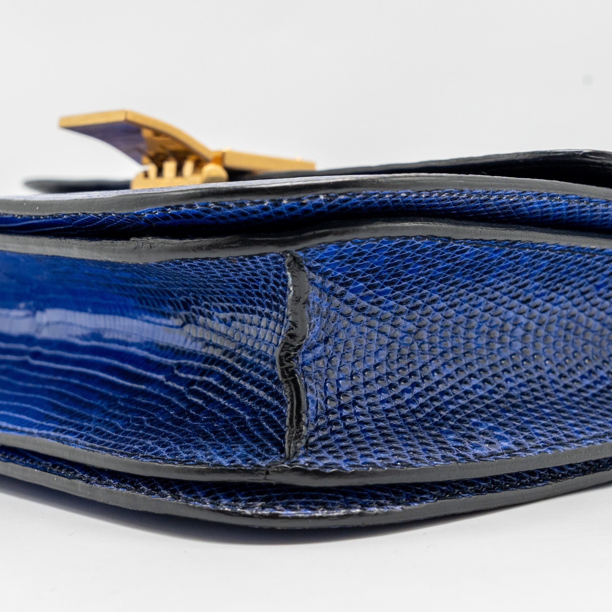 CELINE MEDIUM CLASSIC BOX BAG LIZARD BLUE GHW