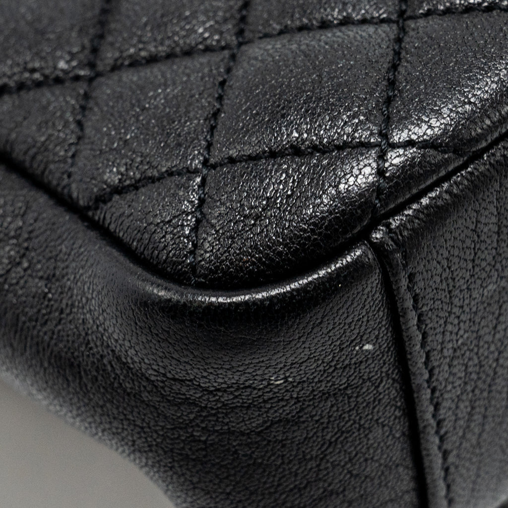 SAINT LAURENT COLLEGE FLAP BAG LAMBSKIN BLACK RUTHENIUM SHW