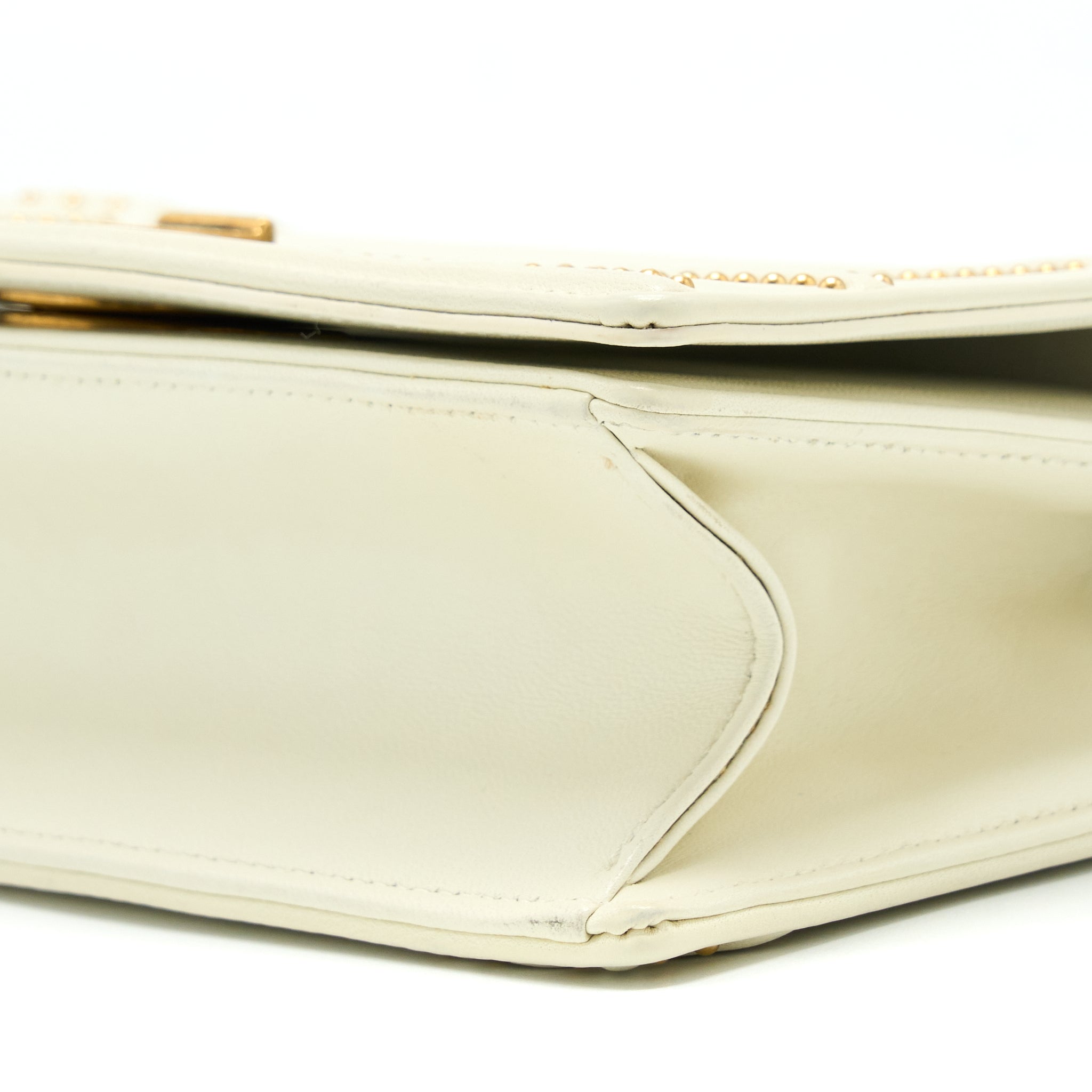 DIOR SMALL DIORAMA ROCKSTUD CROSSBODY BAG LAMBSKIN WHITE GHW