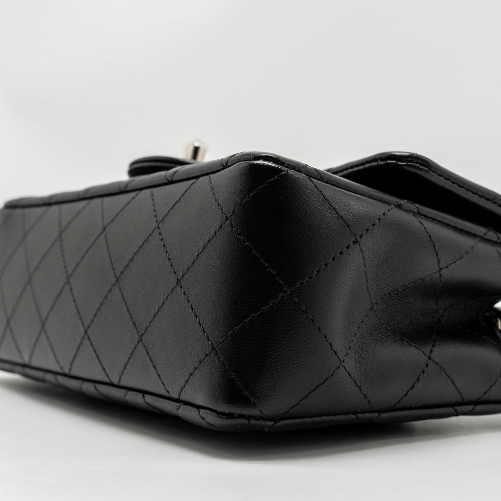 CHANEL MINI RECTANGULAR FLAP BAG LAMBSKIN BLACK SHW (MICROCHIP)
