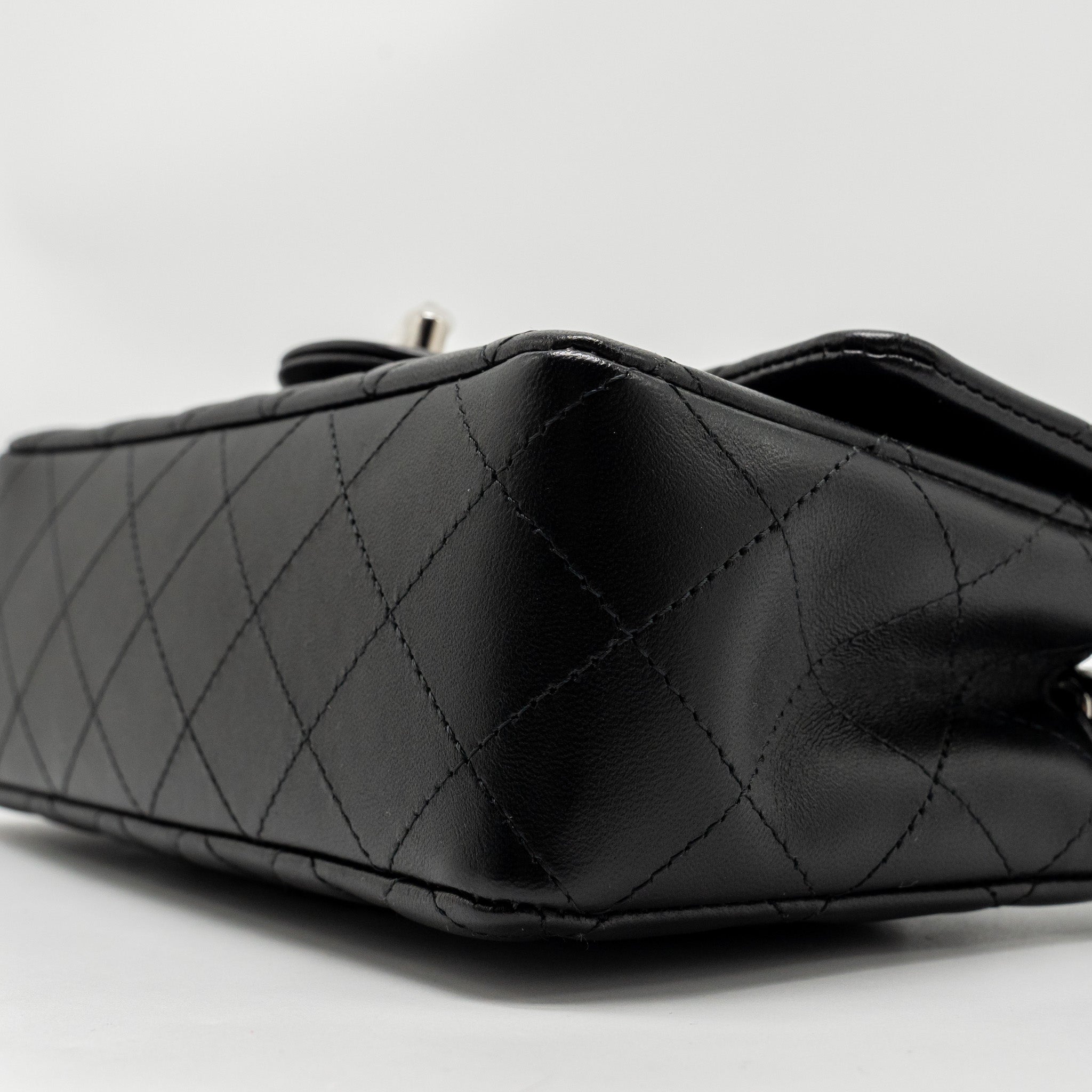 CHANEL MINI RECTANGULAR FLAP BAG LAMBSKIN BLACK SHW (MICROCHIP)
