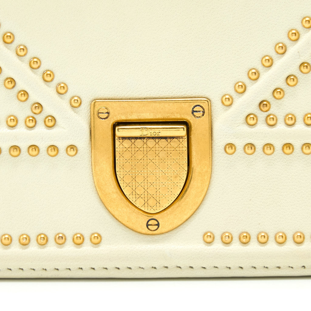 DIOR SMALL DIORAMA ROCKSTUD CROSSBODY BAG LAMBSKIN WHITE GHW