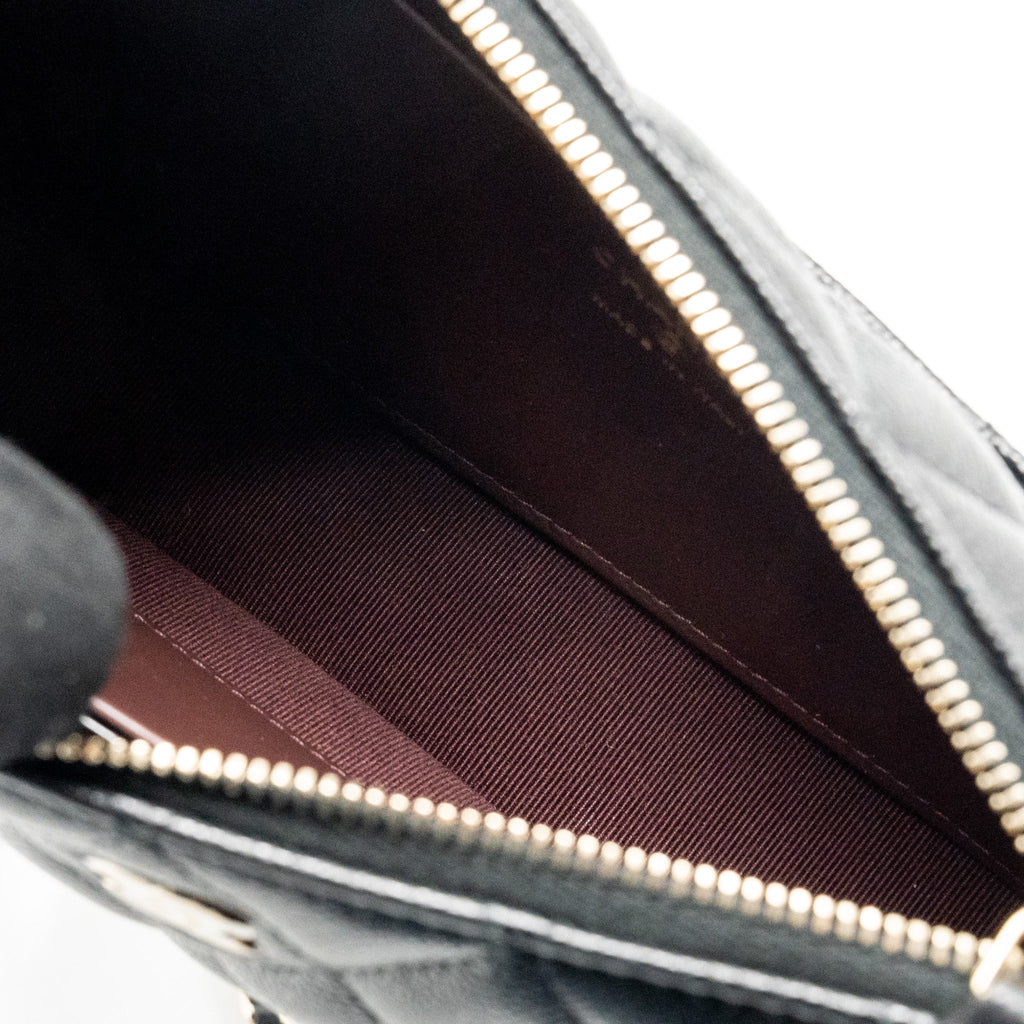 CHANEL CLUTCH BAG WITH CHAIN CAVIAR BLACK LGHW (MICROCHIP)
