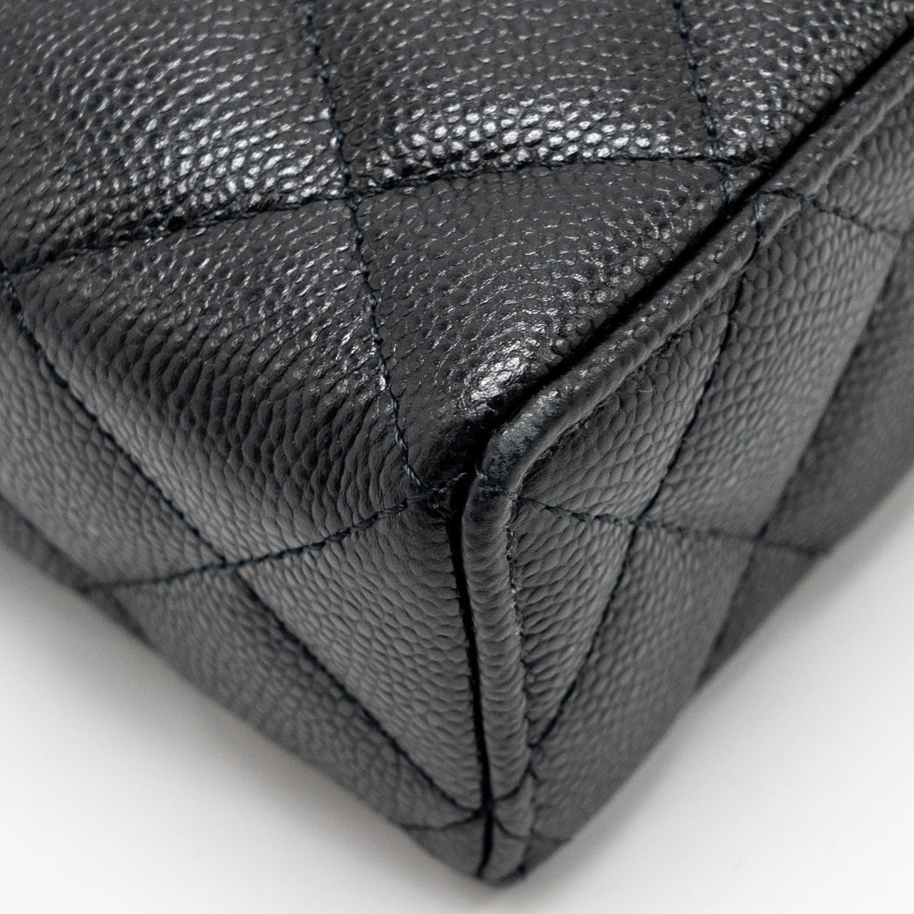 CHANEL TOP HANDLE VANITY WITH CHAIN CAVIAR BLACK LGHW (MICROCHIP)
