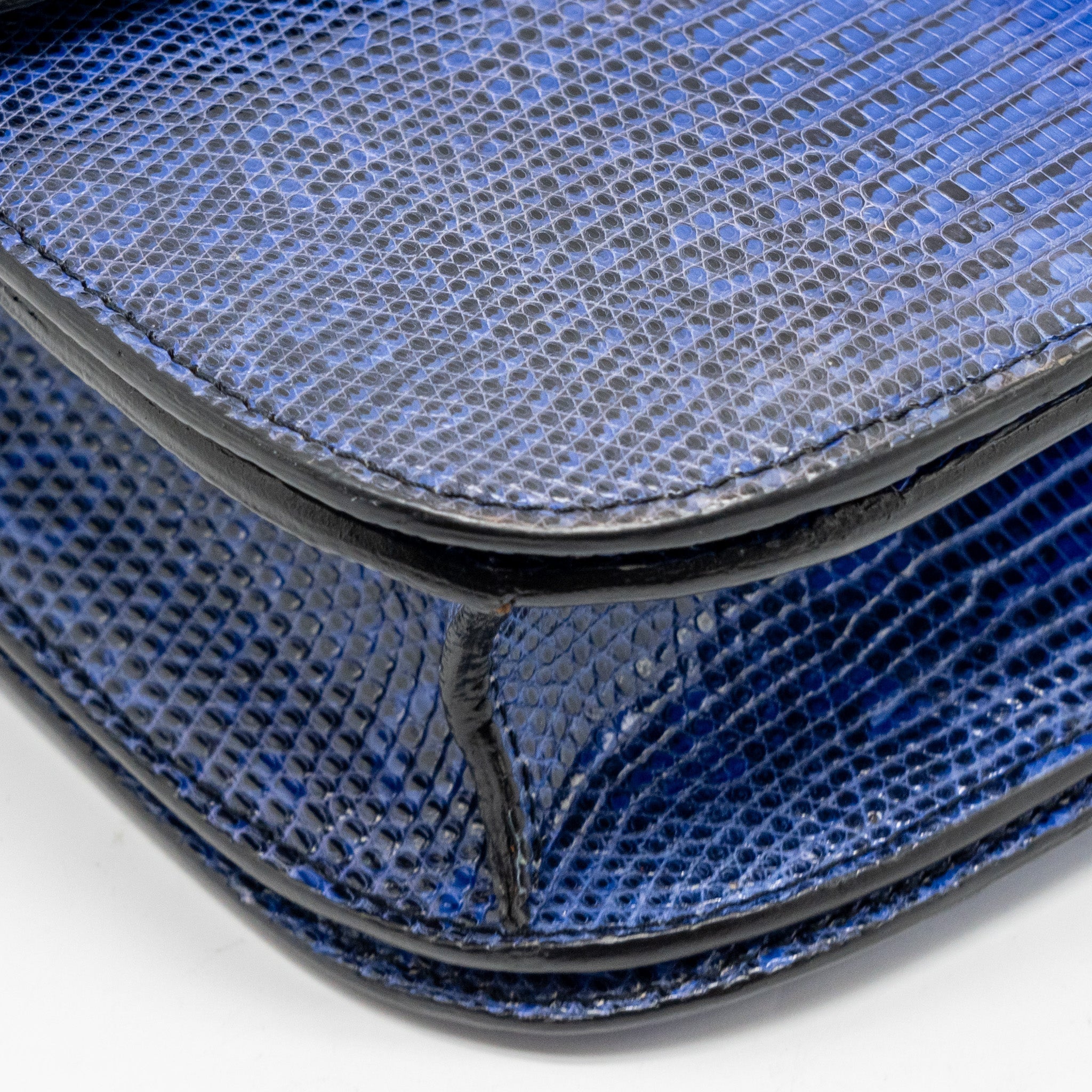 CELINE MEDIUM CLASSIC BOX BAG LIZARD BLUE GHW
