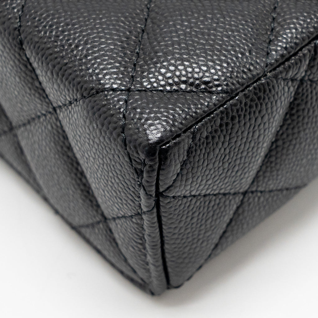 CHANEL TOP HANDLE VANITY WITH CHAIN CAVIAR BLACK LGHW (MICROCHIP)