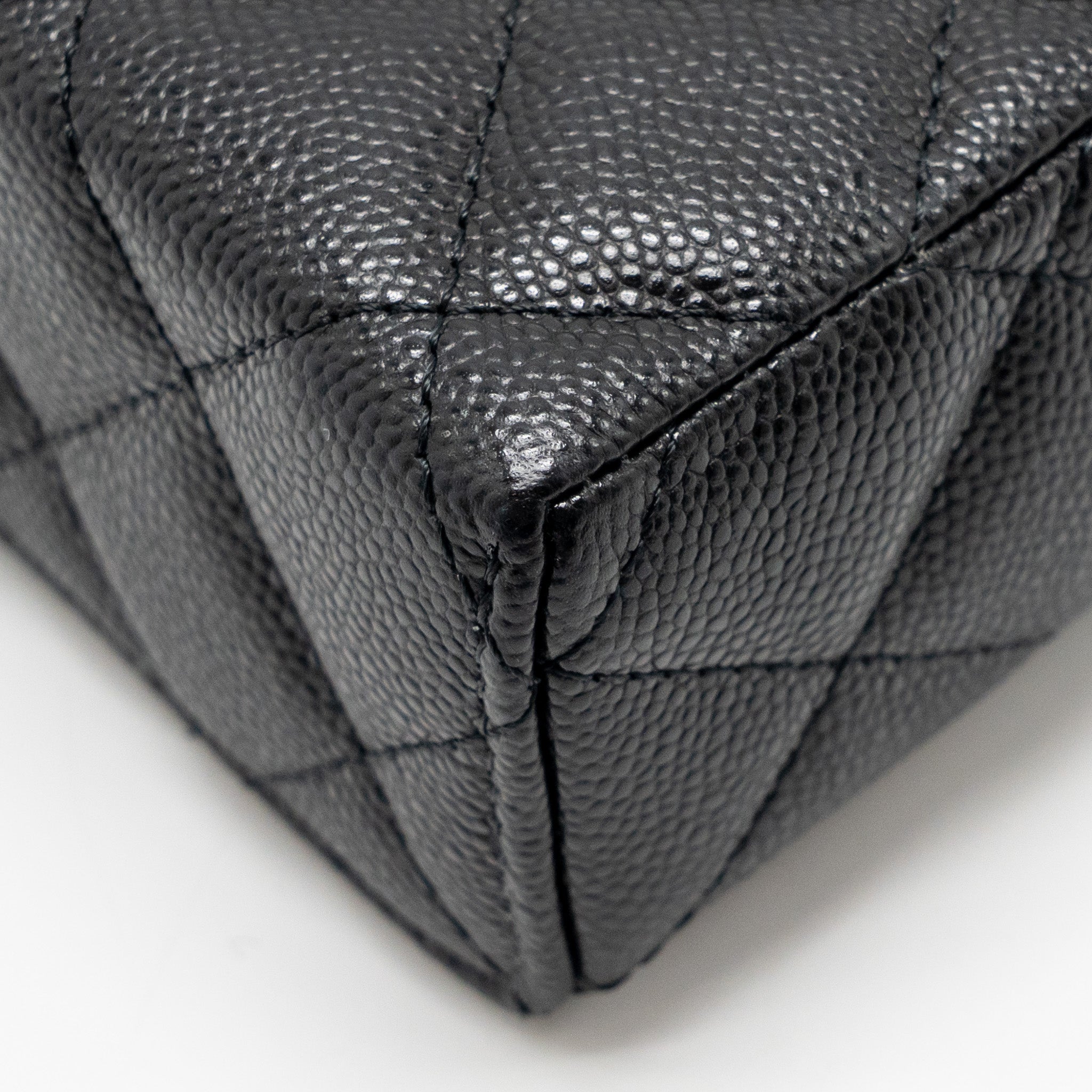 CHANEL TOP HANDLE VANITY WITH CHAIN CAVIAR BLACK LGHW (MICROCHIP)