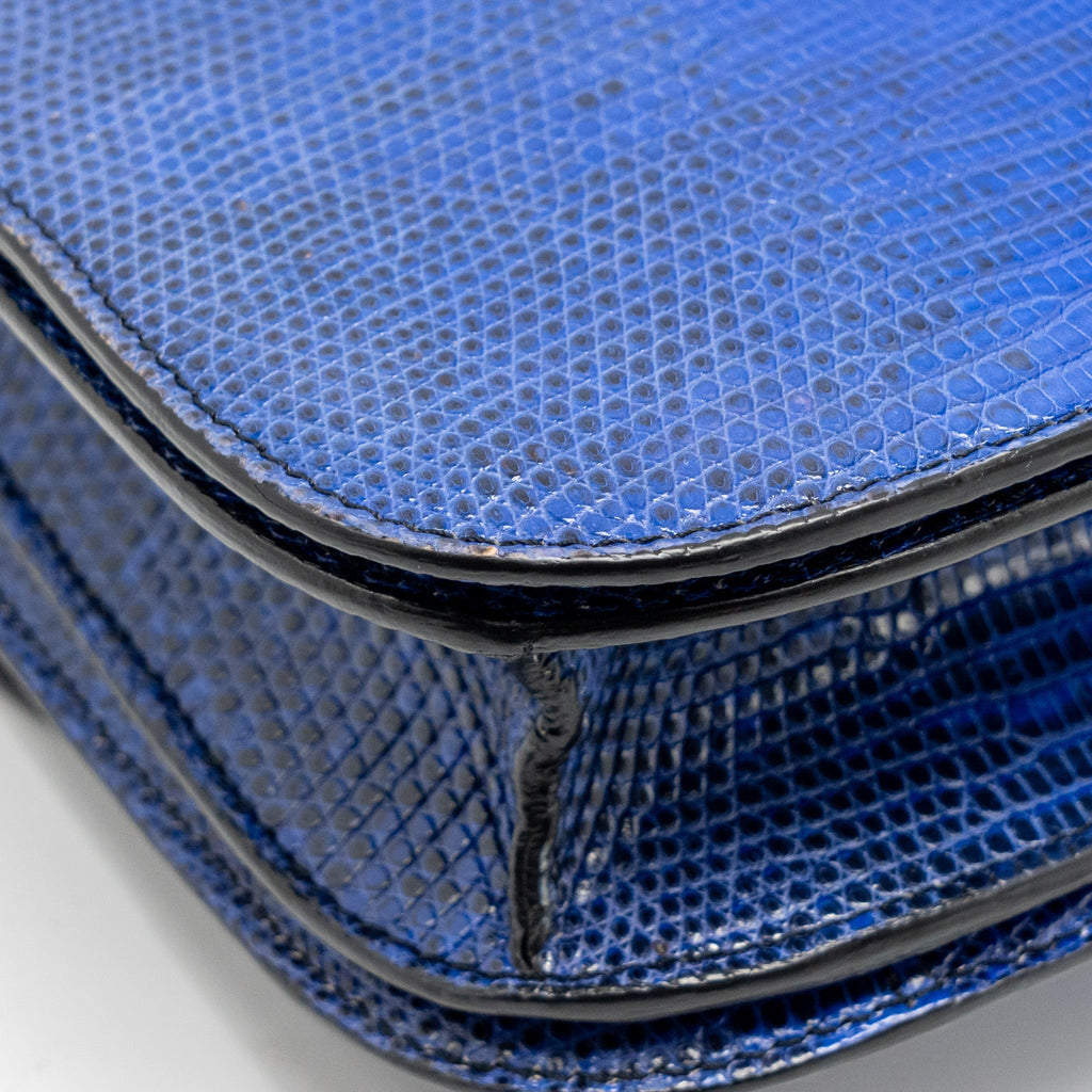 CELINE MEDIUM CLASSIC BOX BAG LIZARD BLUE GHW