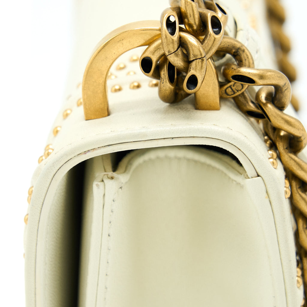 DIOR SMALL DIORAMA ROCKSTUD CROSSBODY BAG LAMBSKIN WHITE GHW