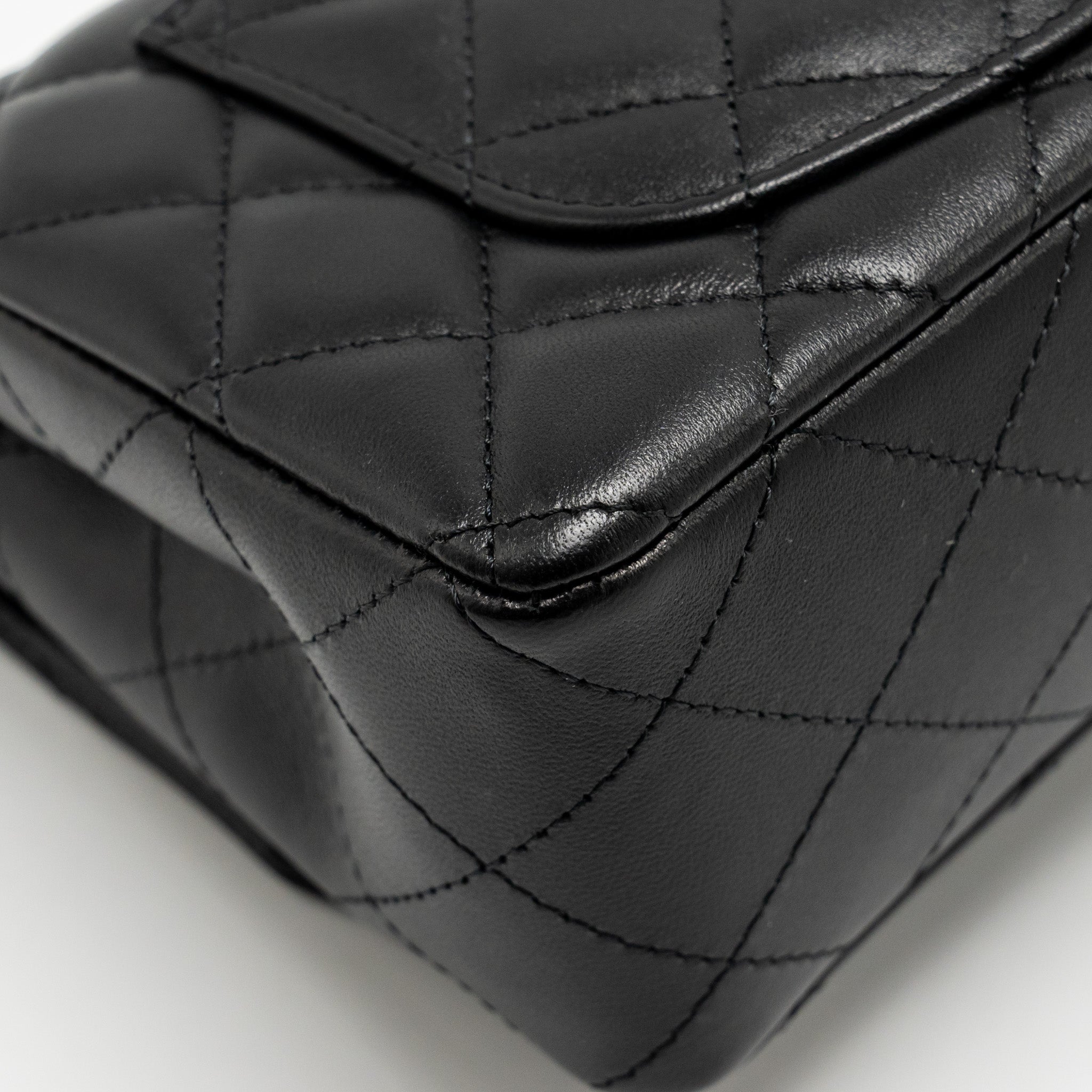 CHANEL MINI RECTANGULAR FLAP BAG LAMBSKIN BLACK SHW (MICROCHIP)