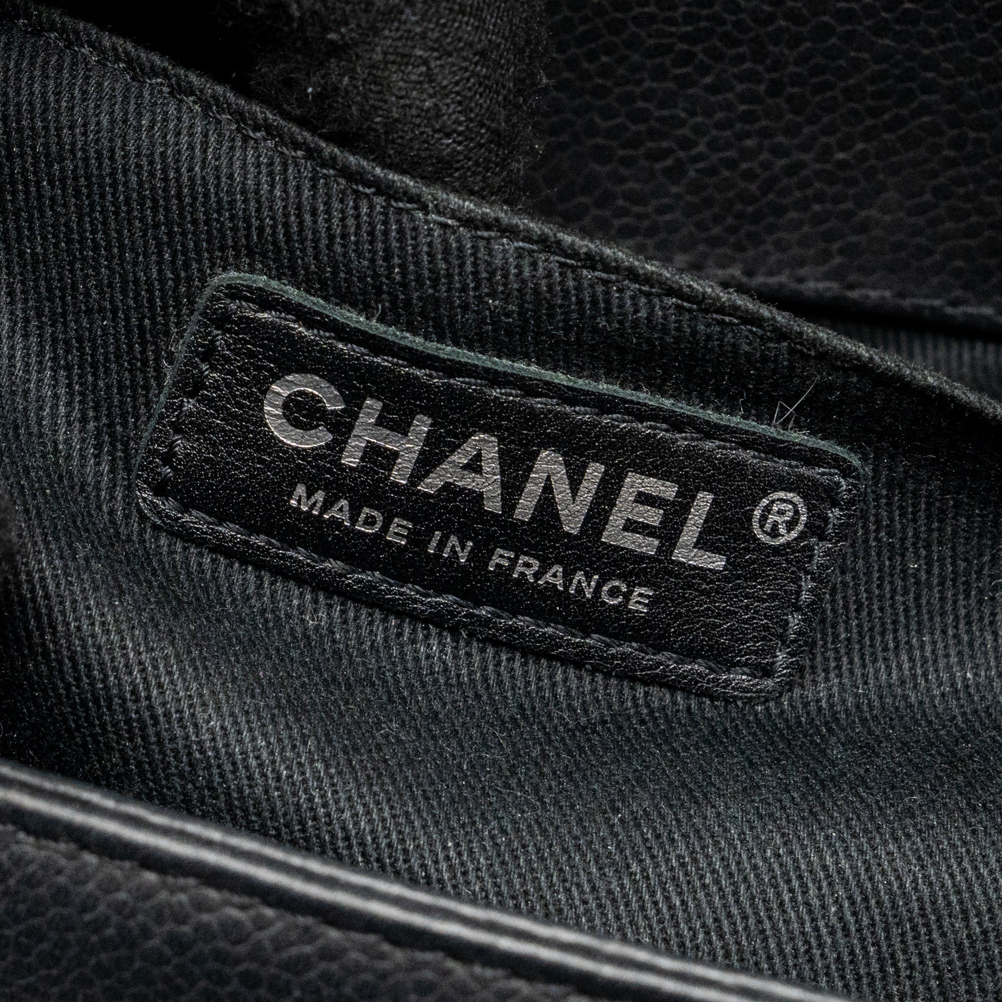 CHANEL MEDIUM BOY BAG LIMITED QUILTED CAVIAR BLACK RUTHENIUM HARDWARE
