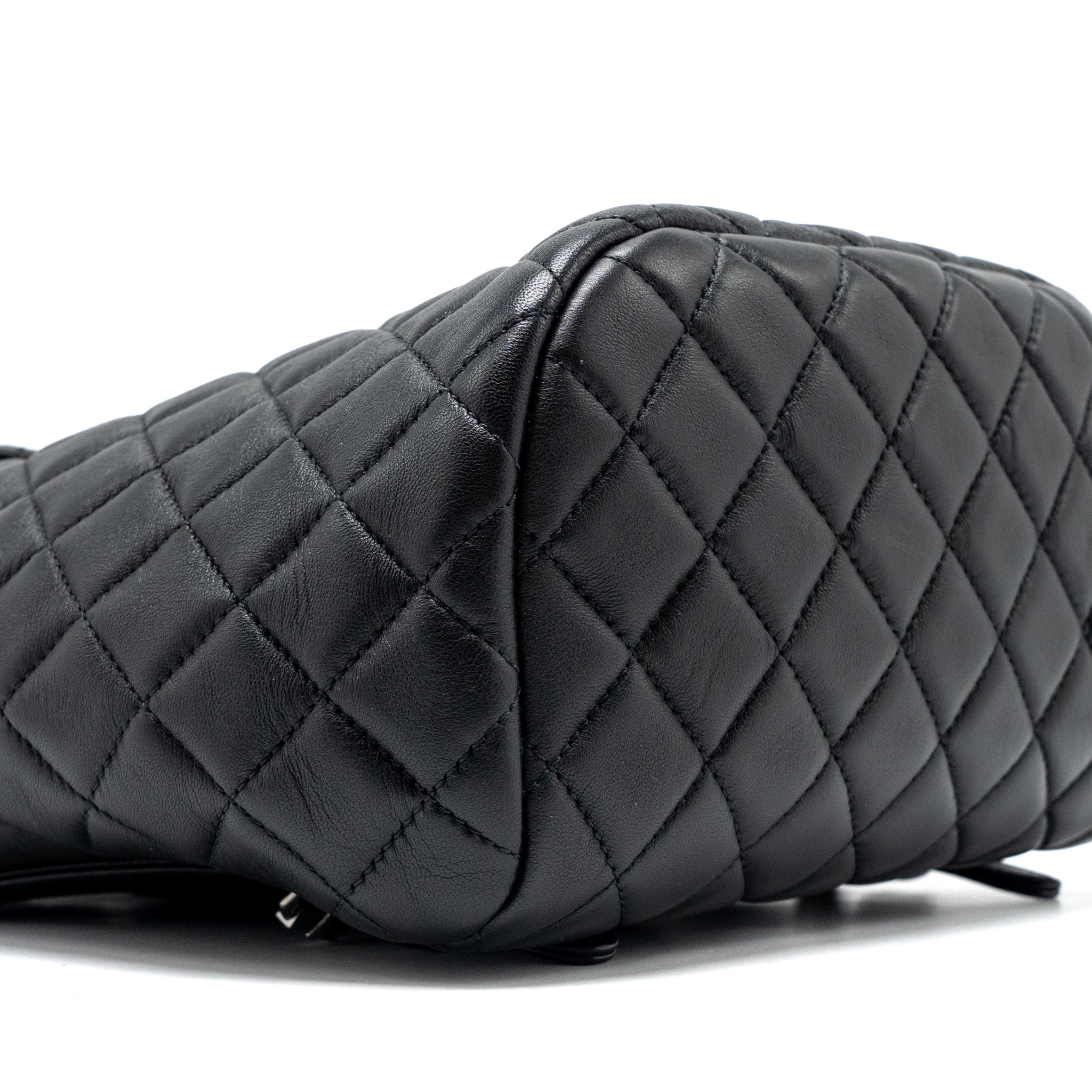 CHANEL SMALL URBAN SPIRIT BACKPACK LAMBSKIN BLACK WITH BLACK HARDWARE