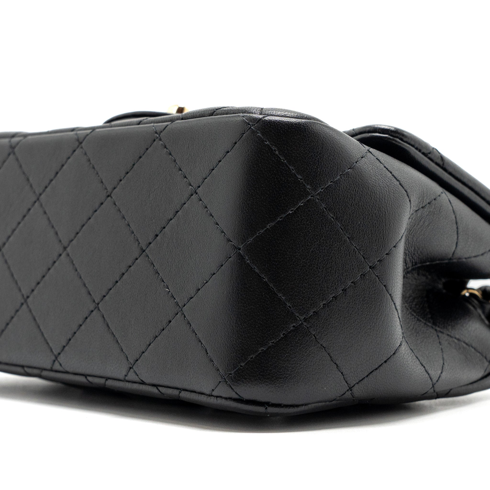 CHANEL MINI SQUARE FLAP BAG LAMBSKIN BLACK GHW (MICROCHIP)