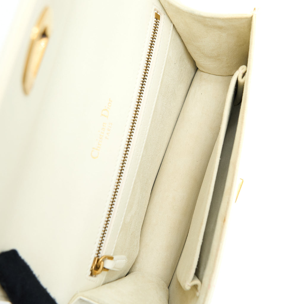 DIOR SMALL DIORAMA ROCKSTUD CROSSBODY BAG LAMBSKIN WHITE GHW