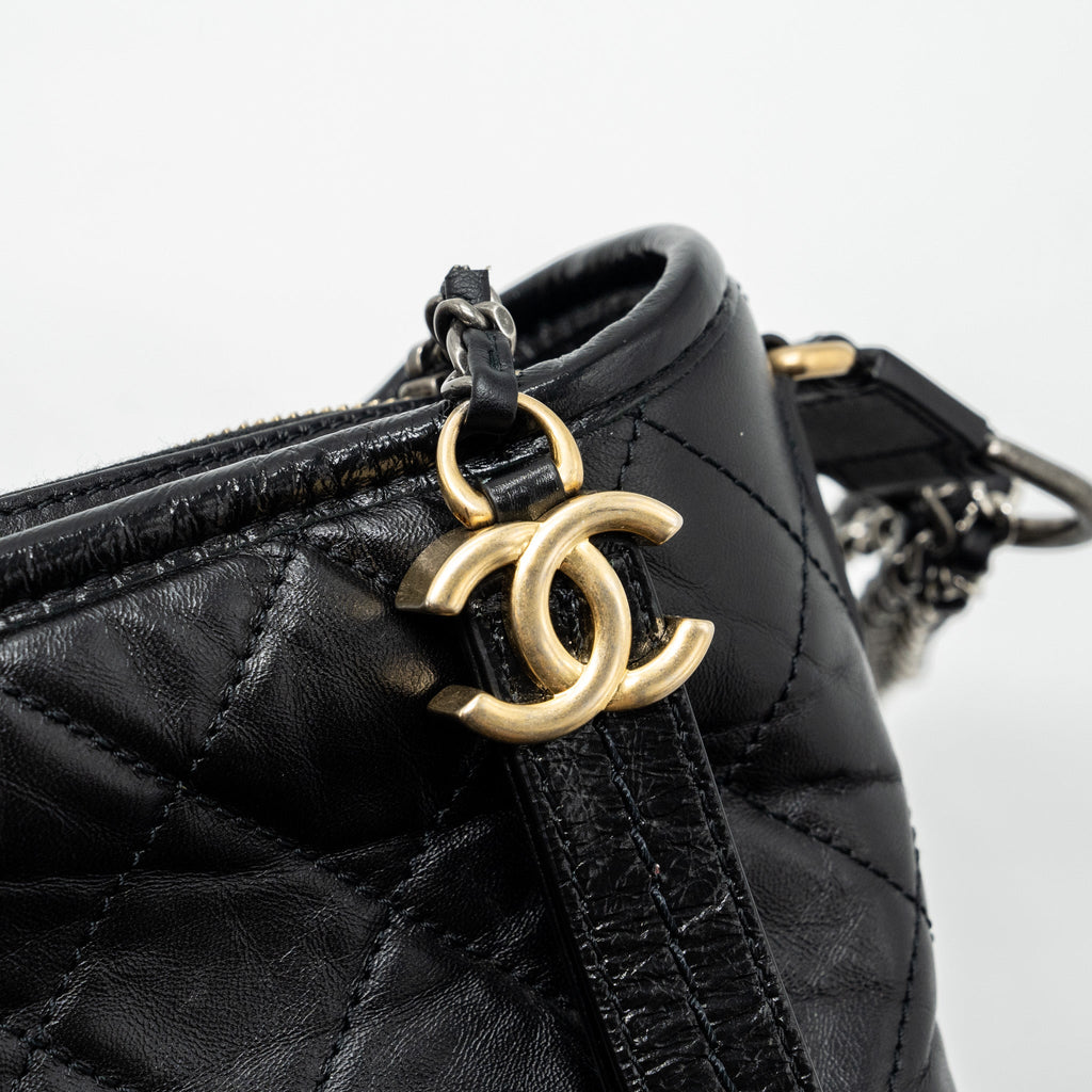 CHANEL SMALL GABRIELLE HOBO BAG CALFSKIN BLACK MULTICOLOUR HARDWARE