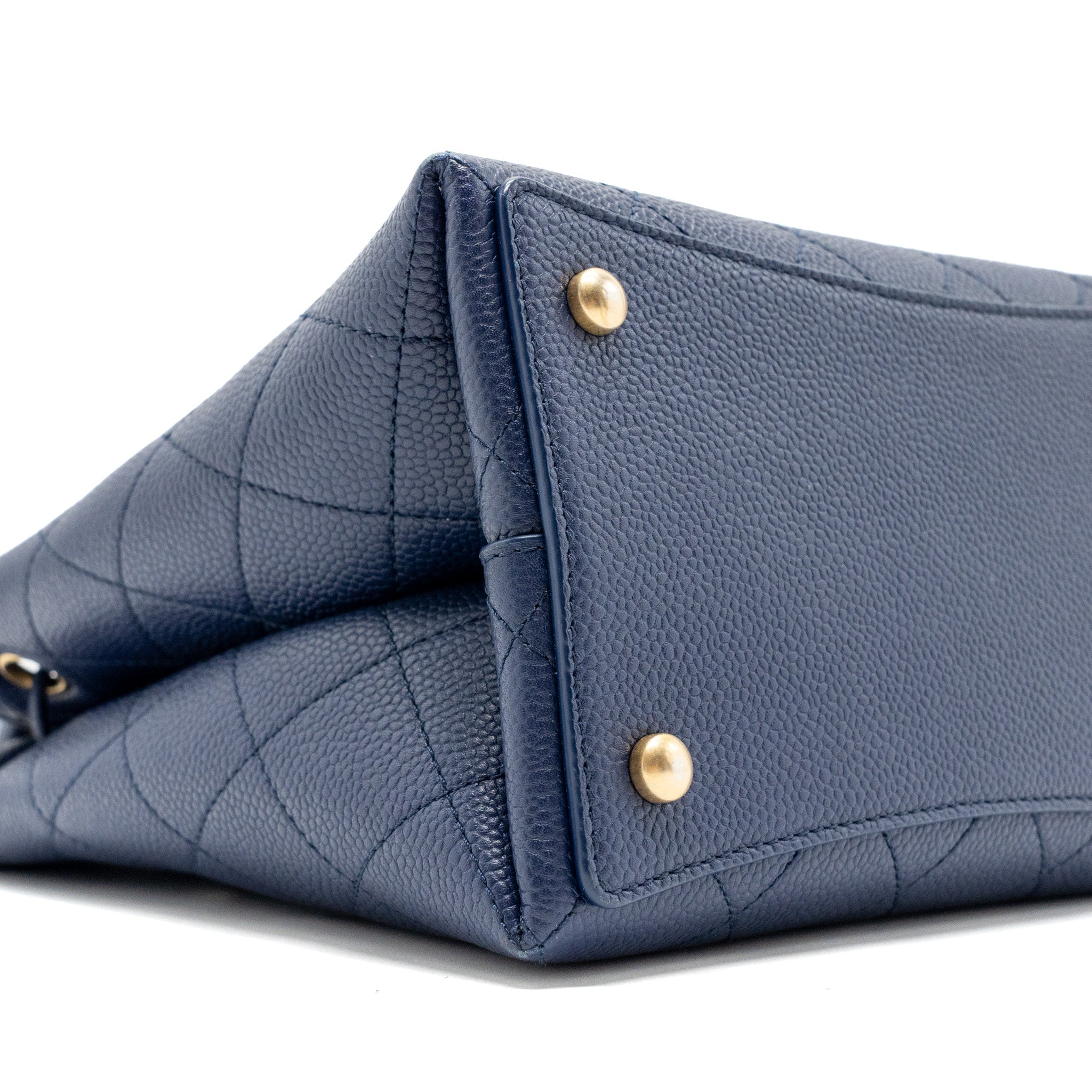 CHANEL TOP HANDLE DRAWSTRING BUCKET BAG CAVIAR NAVY GHW
