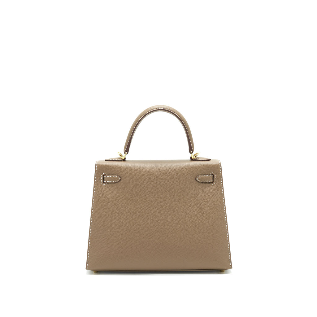 HERMES KELLY 25 SELLIER ETOUPE GHW