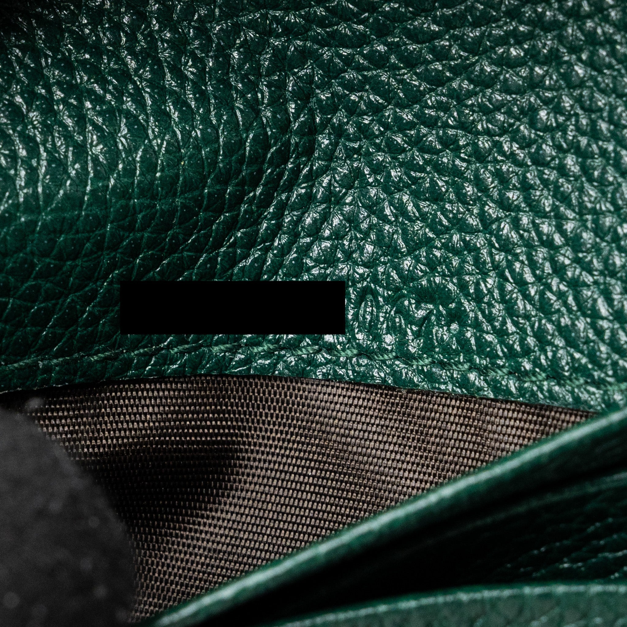 GUCCI ZUMI MINI WALLET WITH CHAIN CALFSKIN DARK GREEN GHW