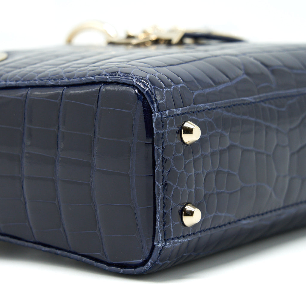 CHRISTIAN DIOR MINI LADY DIOR ALLIGATOR OIL BLUE LGHW