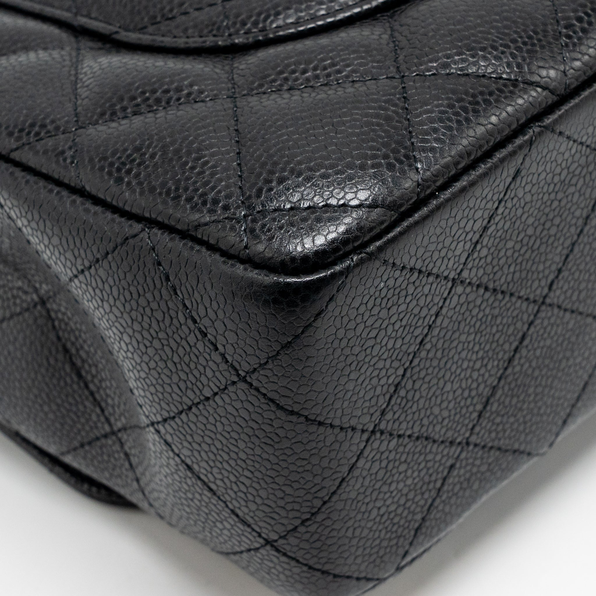 CHANEL JUMBO CLASSIC SINGLE FLAP BAG CAVIAR BLACK SHW