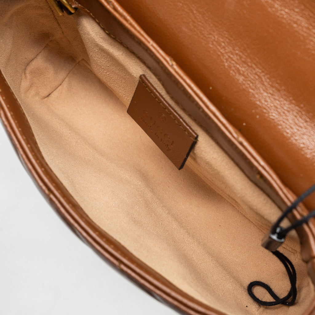 GUCCI SUPER MINI GG MARMONT CALFSKIN CARAMEL GHW