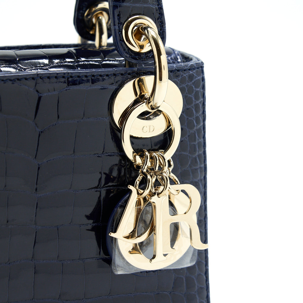 CHRISTIAN DIOR MINI LADY DIOR ALLIGATOR OIL BLUE LGHW