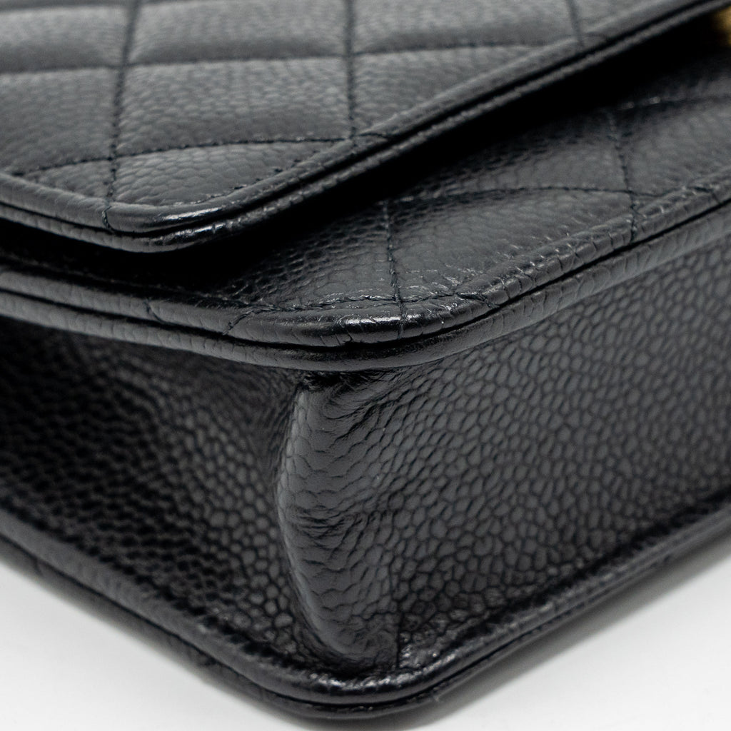 CHANEL CLASSIC WALLET ON CHAIN CAVIAR BLACK GHW (MICROCHIP)