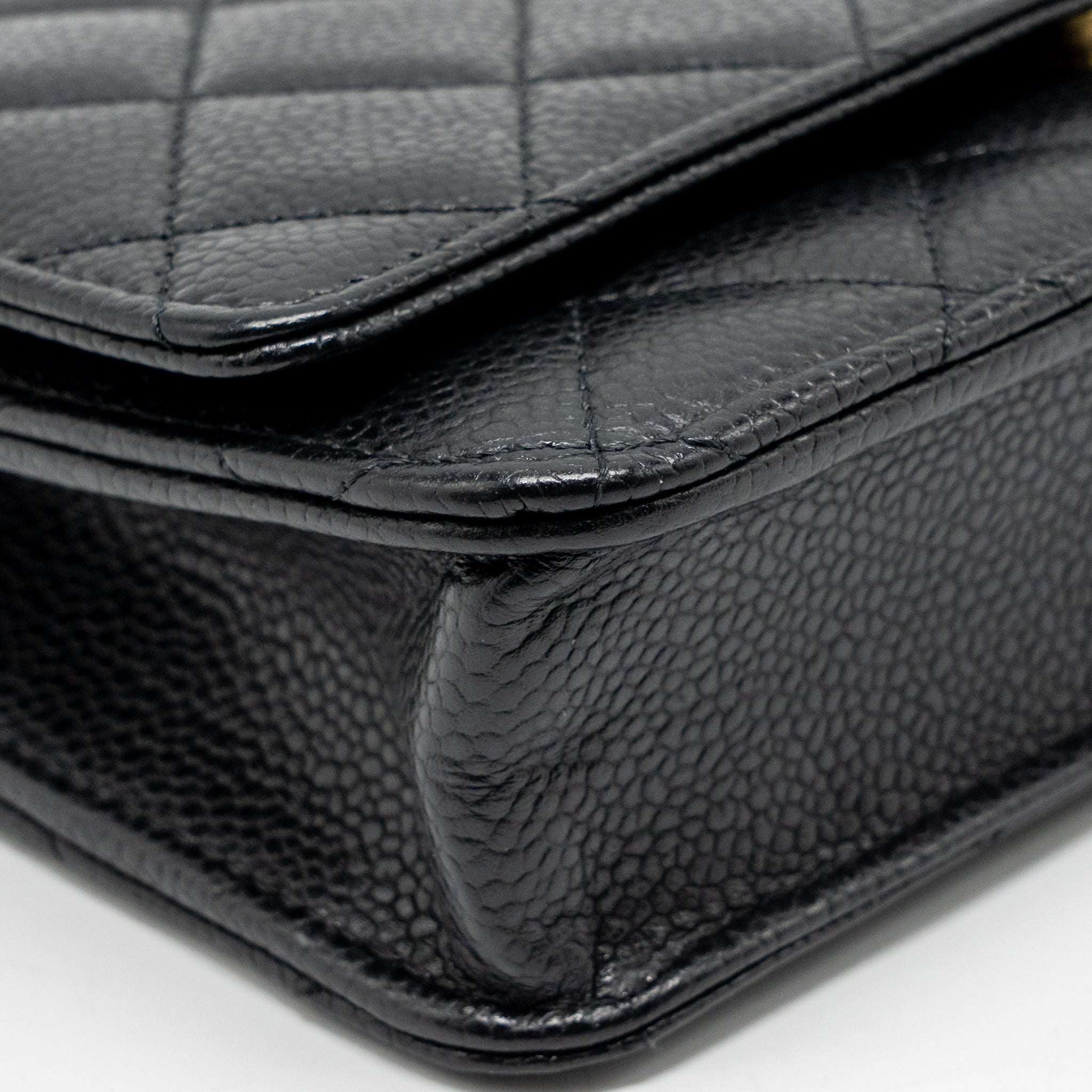 CHANEL CLASSIC WALLET ON CHAIN CAVIAR BLACK GHW (MICROCHIP)