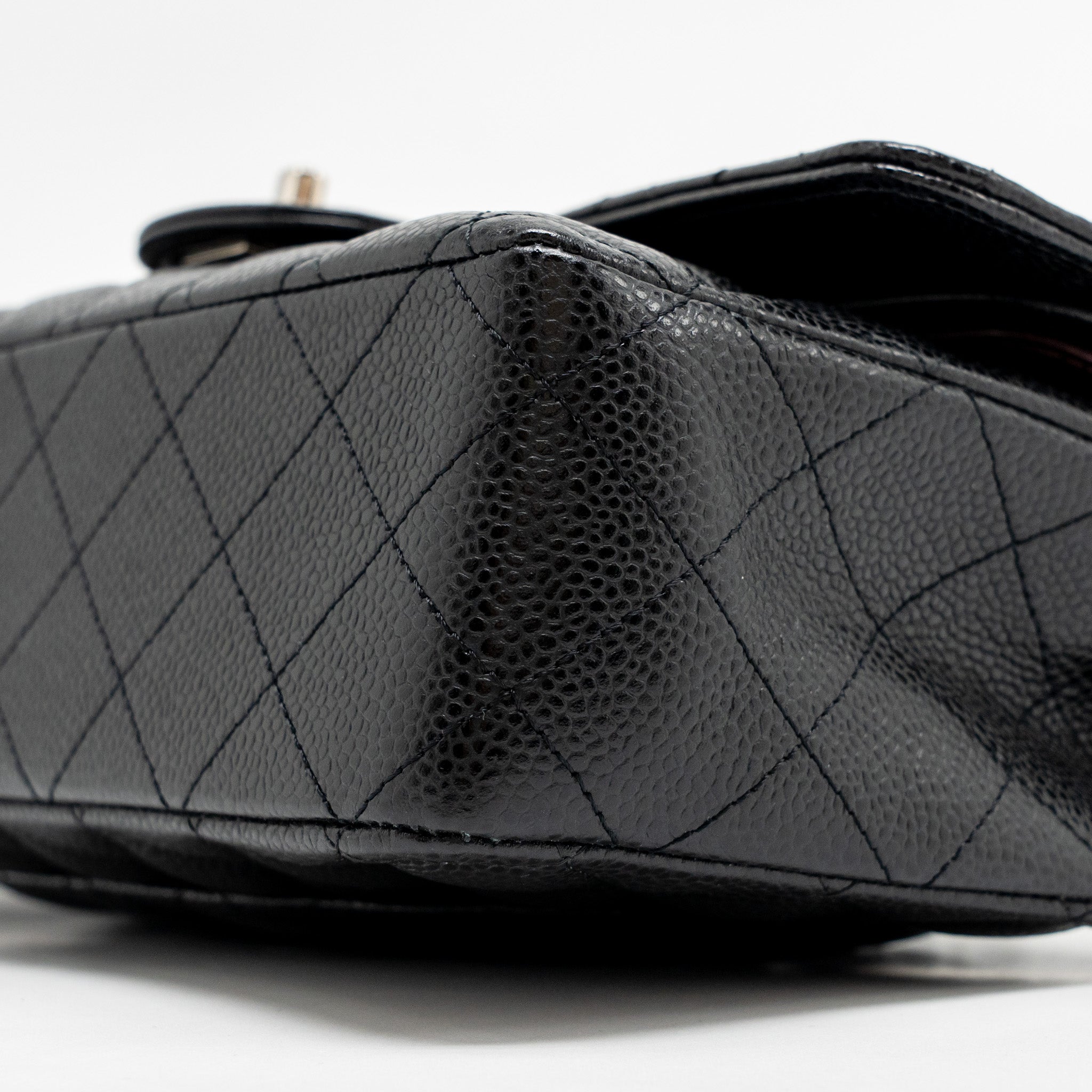 CHANEL MEDIUM CLASSIC DOUBLE FLAP BAG CAVIAR BLACK SHW