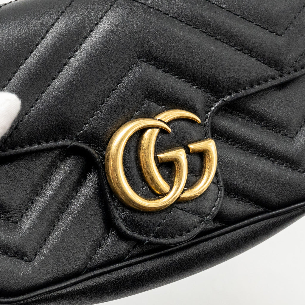 GUCCI MINI GG MARMONT CALFSKIN BLACK GHW