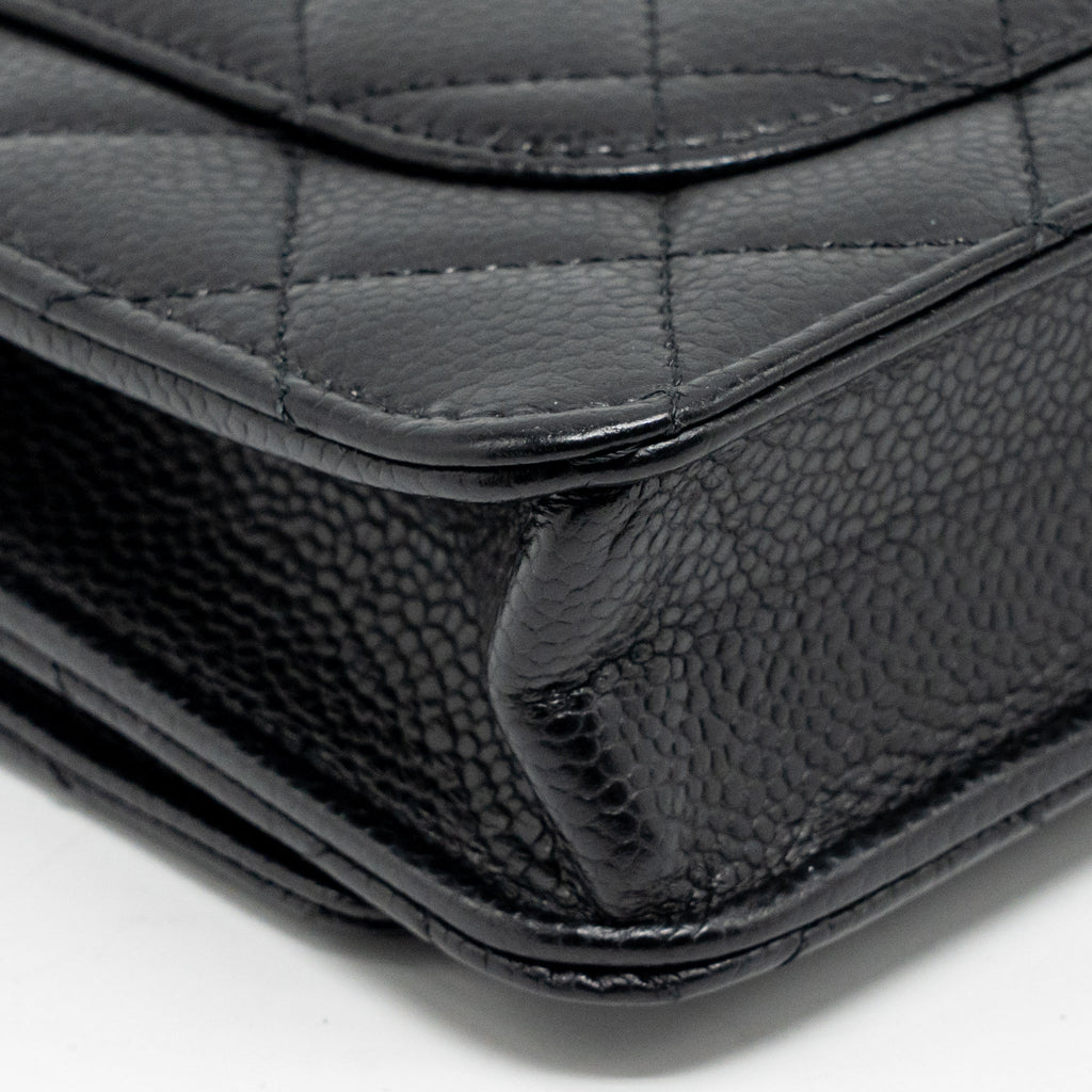CHANEL CLASSIC WALLET ON CHAIN CAVIAR BLACK GHW (MICROCHIP)