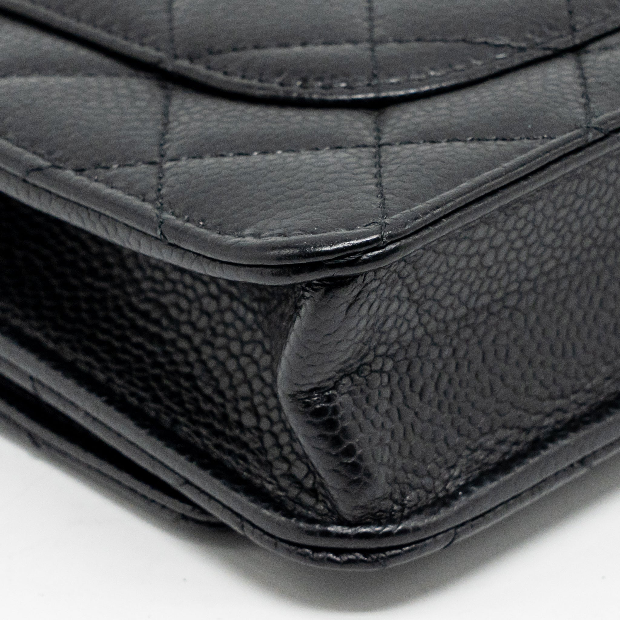 CHANEL CLASSIC WALLET ON CHAIN CAVIAR BLACK GHW (MICROCHIP)