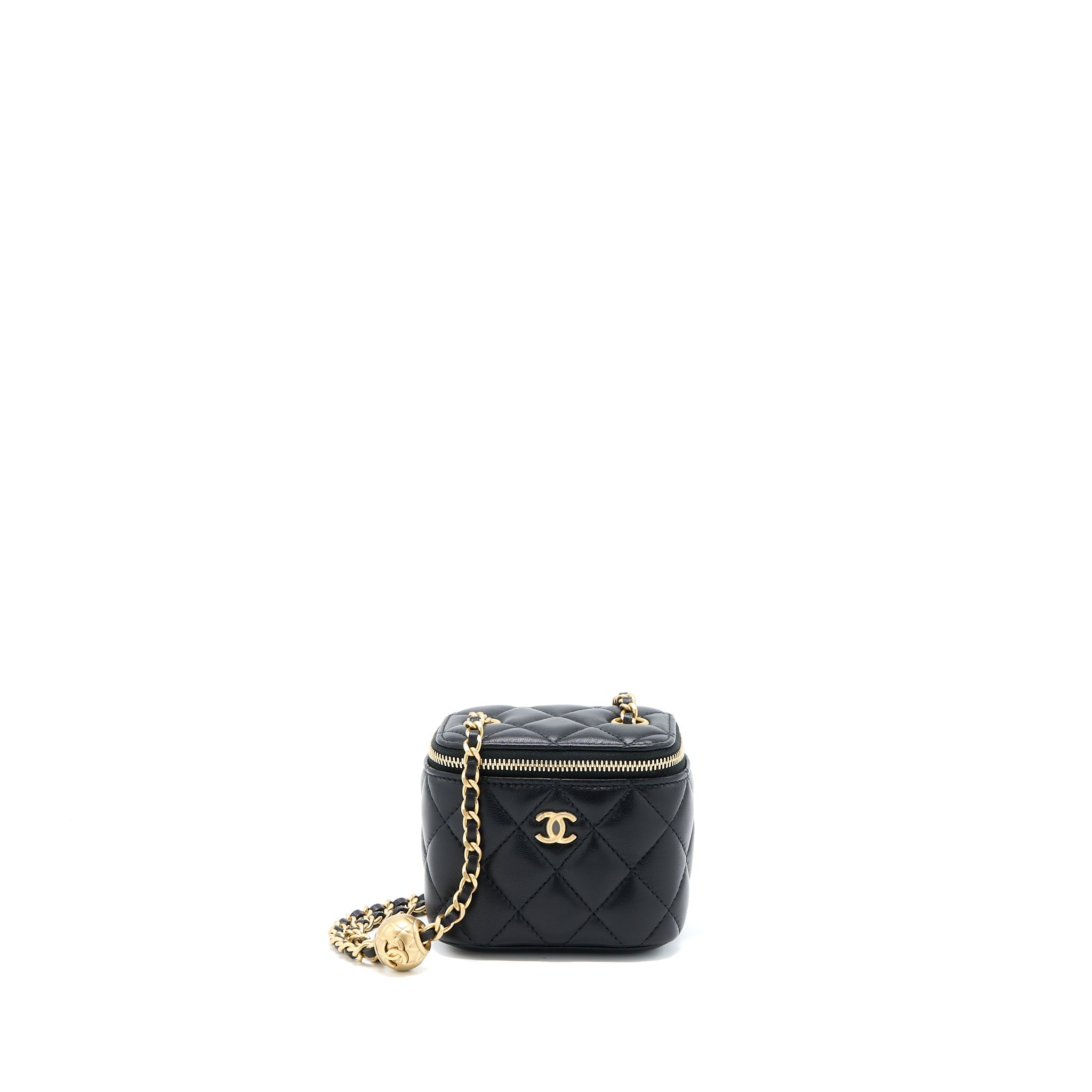 CHANEL PEARL CRUSH MINI VANITY CASE LAMBSKIN BLACK LGHW