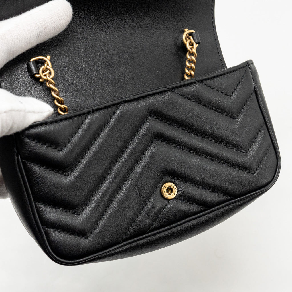 GUCCI MINI GG MARMONT CALFSKIN BLACK GHW