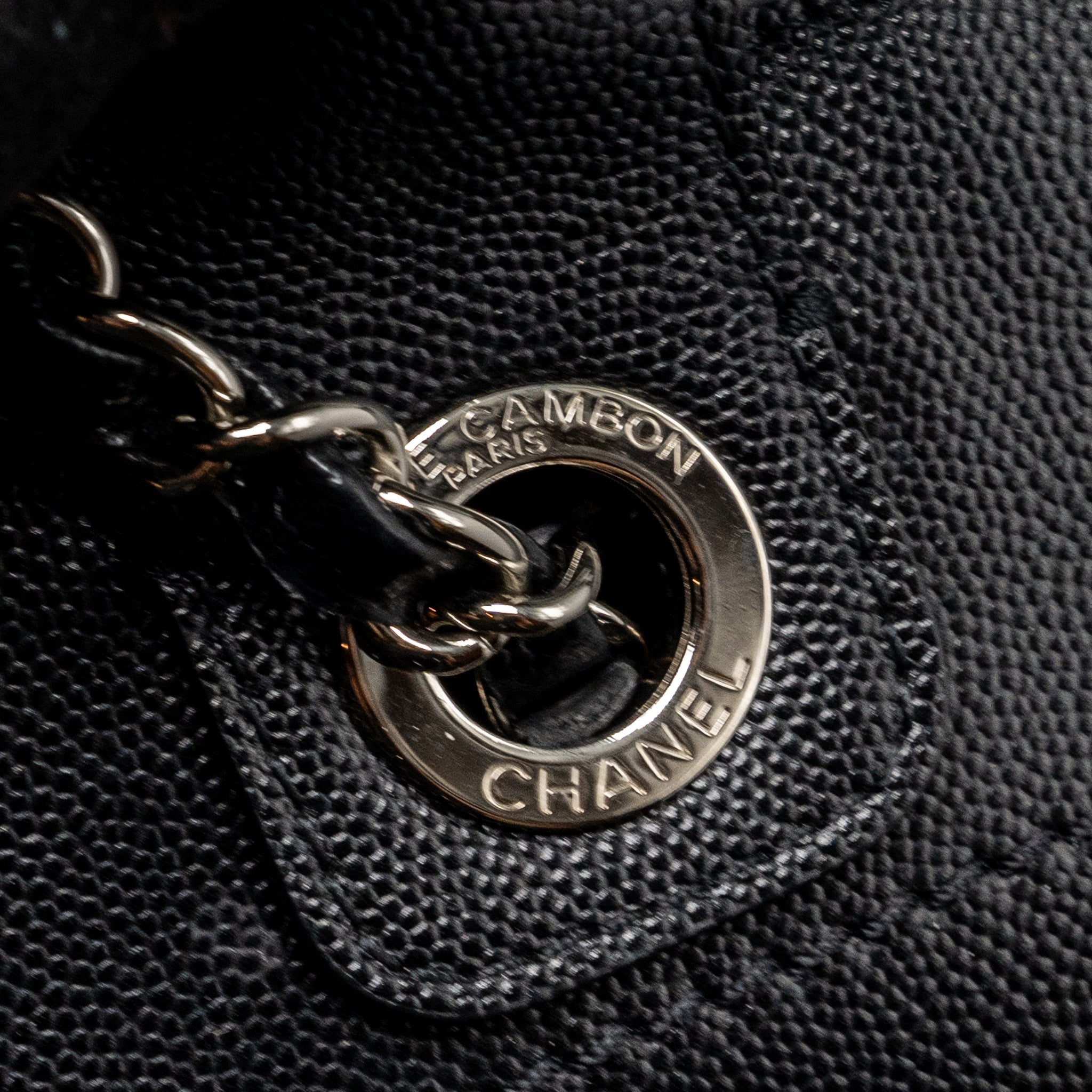CHANEL DEAUVILLE STUDDED TOTE BAG CAVIAR BLACK SHW