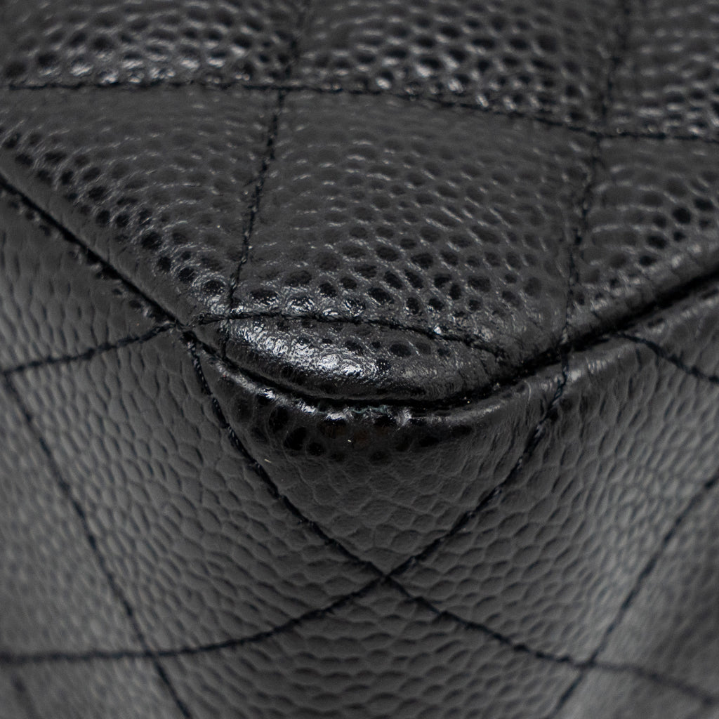 CHANEL MEDIUM CLASSIC DOUBLE FLAP BAG CAVIAR BLACK SHW