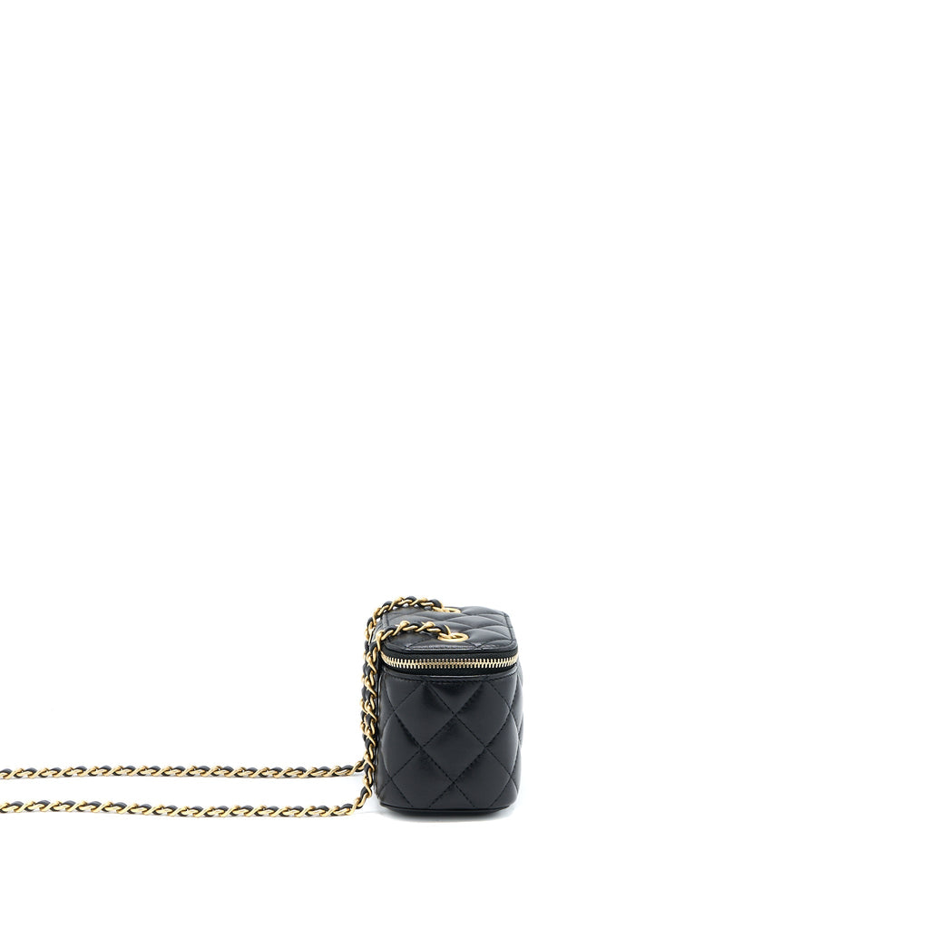 CHANEL PEARL CRUSH MINI VANITY CASE LAMBSKIN BLACK LGHW