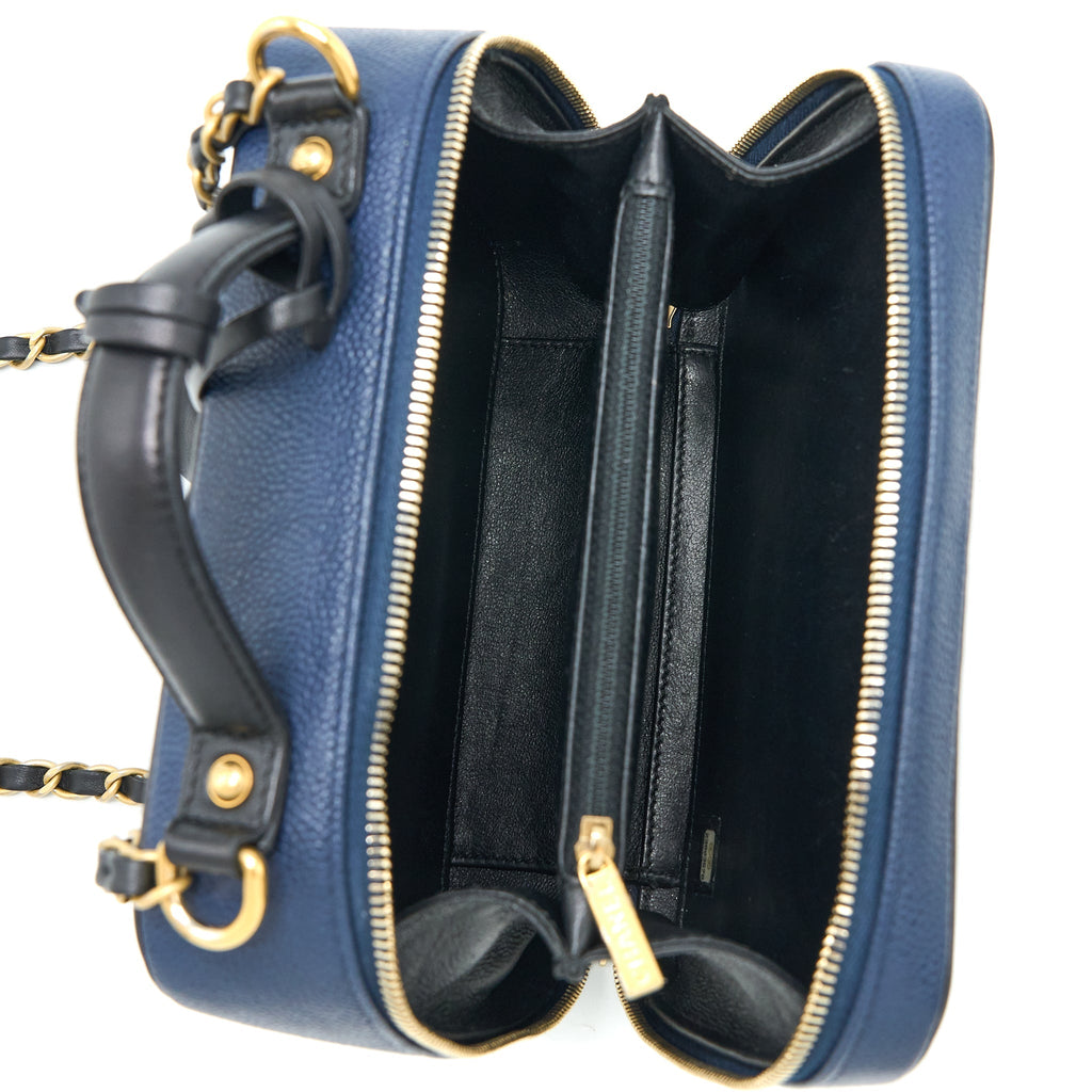 CHANEL MEDIUM FILIGREE VANITY CAMERA BAG CAVIAR BLUE/BLACK GHW