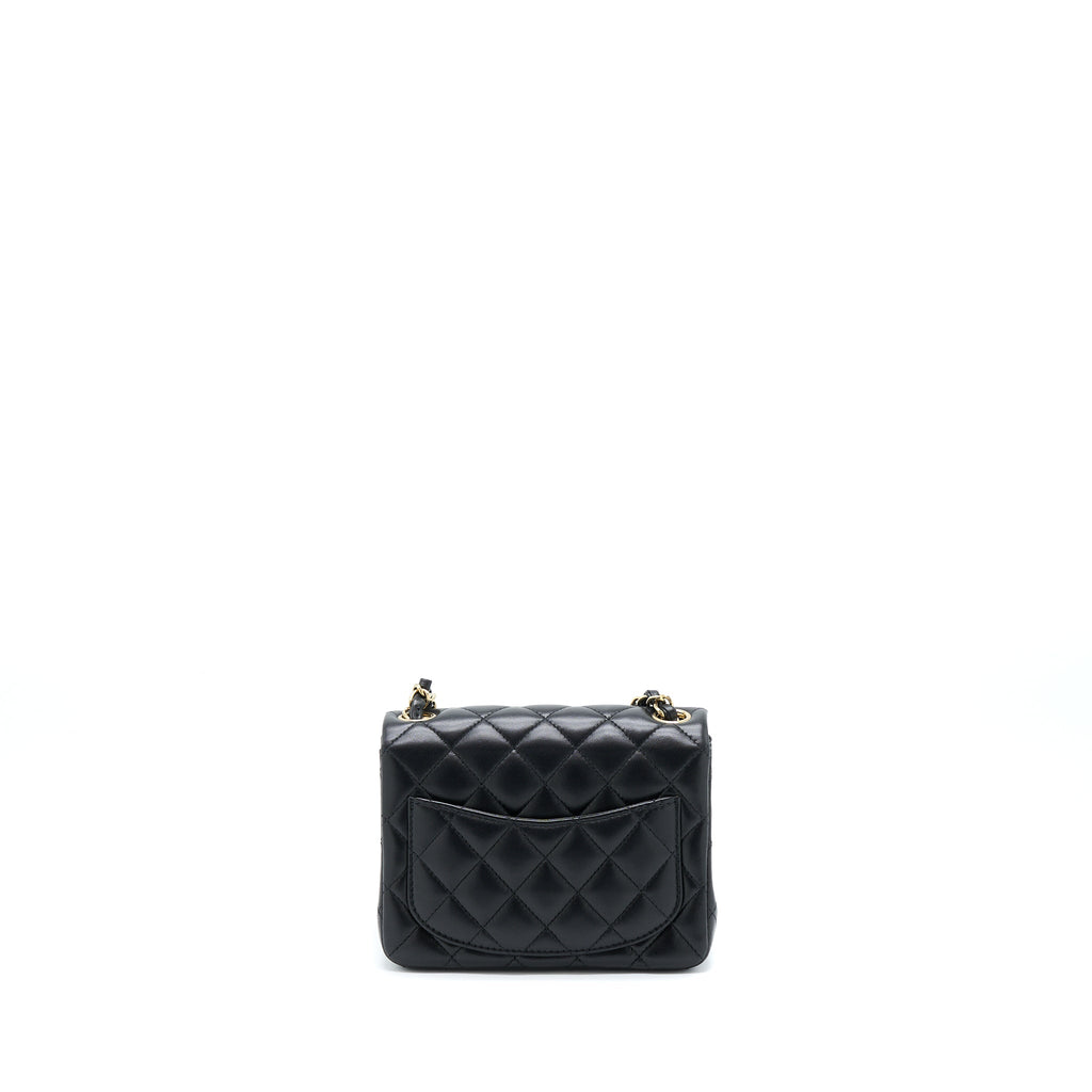 CHANEL MINI SQUARE FLAP BAG LAMBSKIN BLACK LGHW (MICROCHIP)