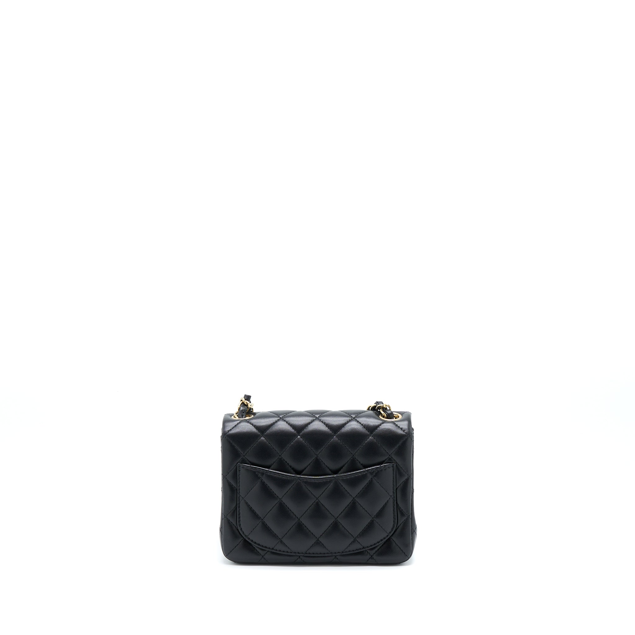 CHANEL MINI SQUARE FLAP BAG LAMBSKIN BLACK LGHW (MICROCHIP)