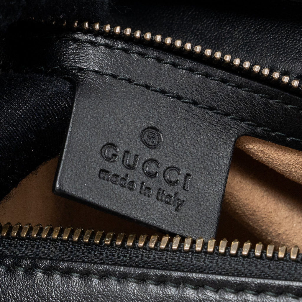 GUCCI GG MARMONT MATELASSE SHOULDER BAG CALFSKIN BLACK GHW
