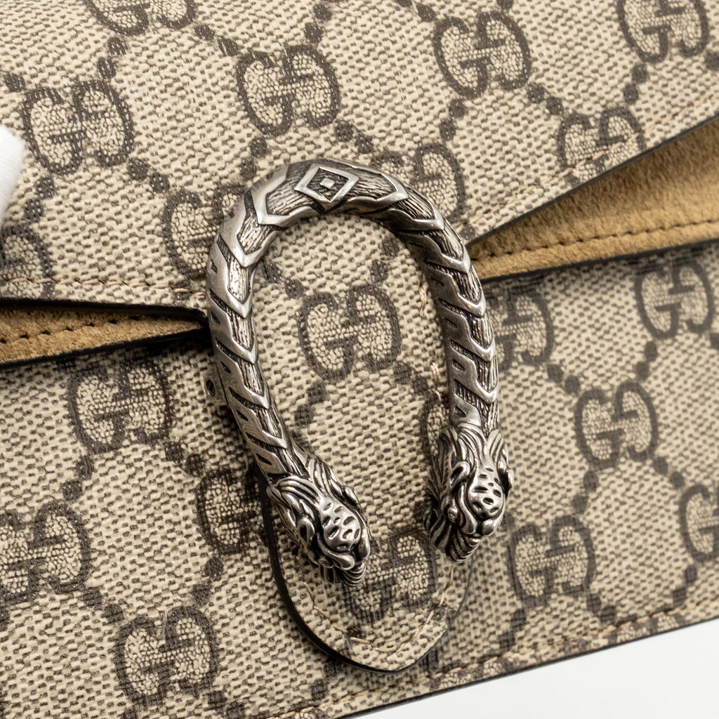 GUCCI SUPER MINI DIONYSUS BAG GG SUPREME BEIGE SHW