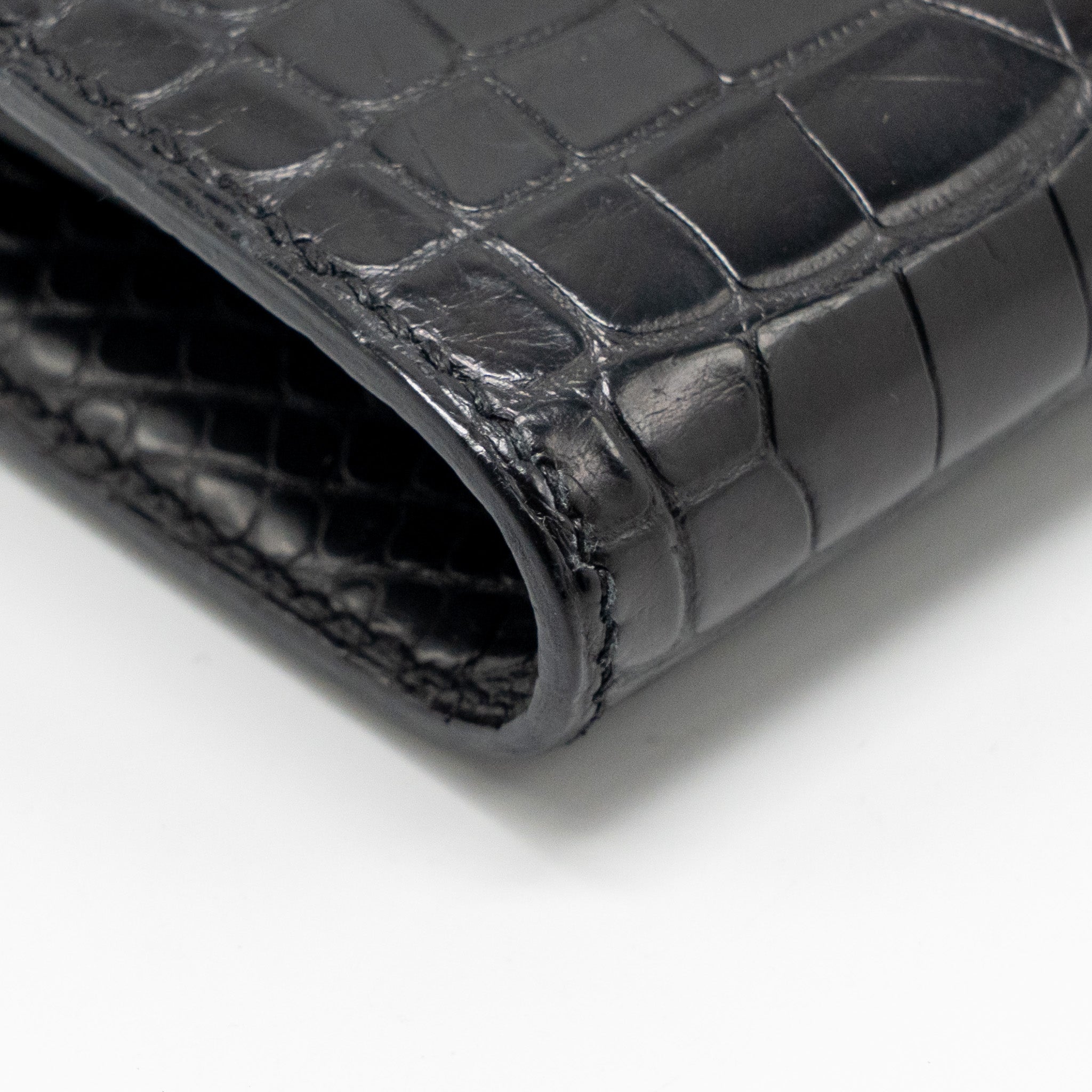 HERMES CONSTANCE WALLET ALLIGATOR MISSISSIPPIENSIS BLACK SHW