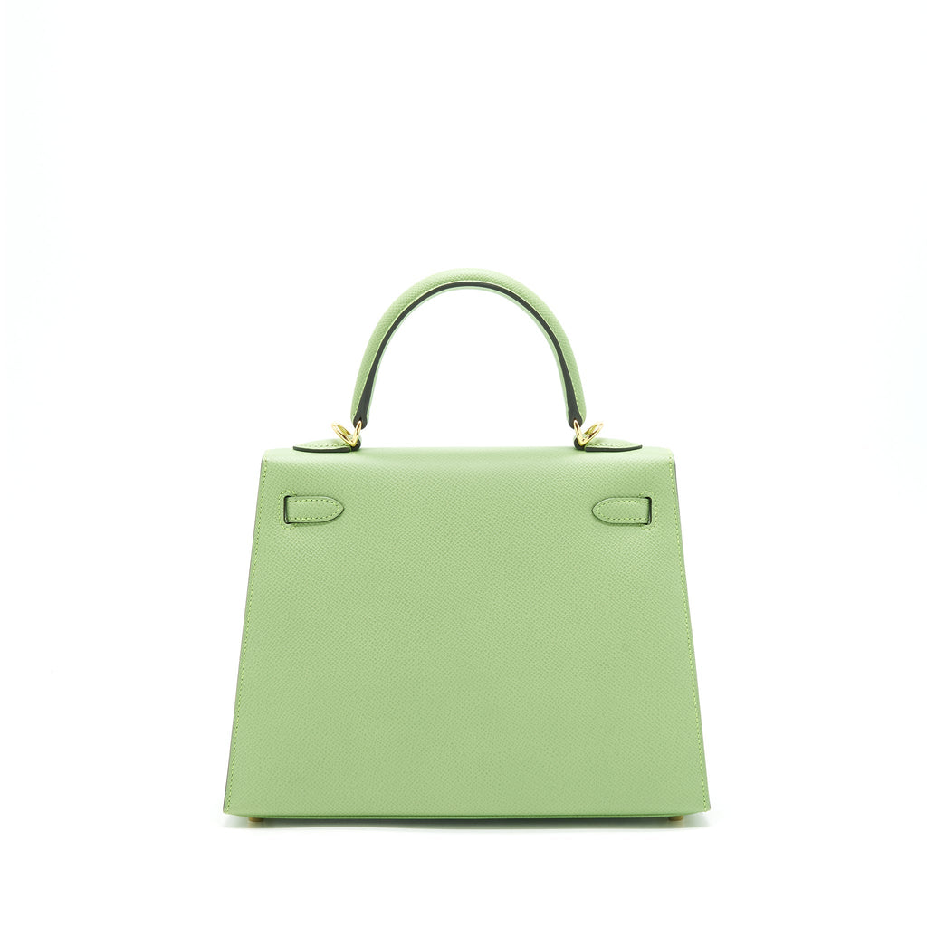 HERMES KELLY 25 SELLIER EPSOM VERT CRIQUET GHW