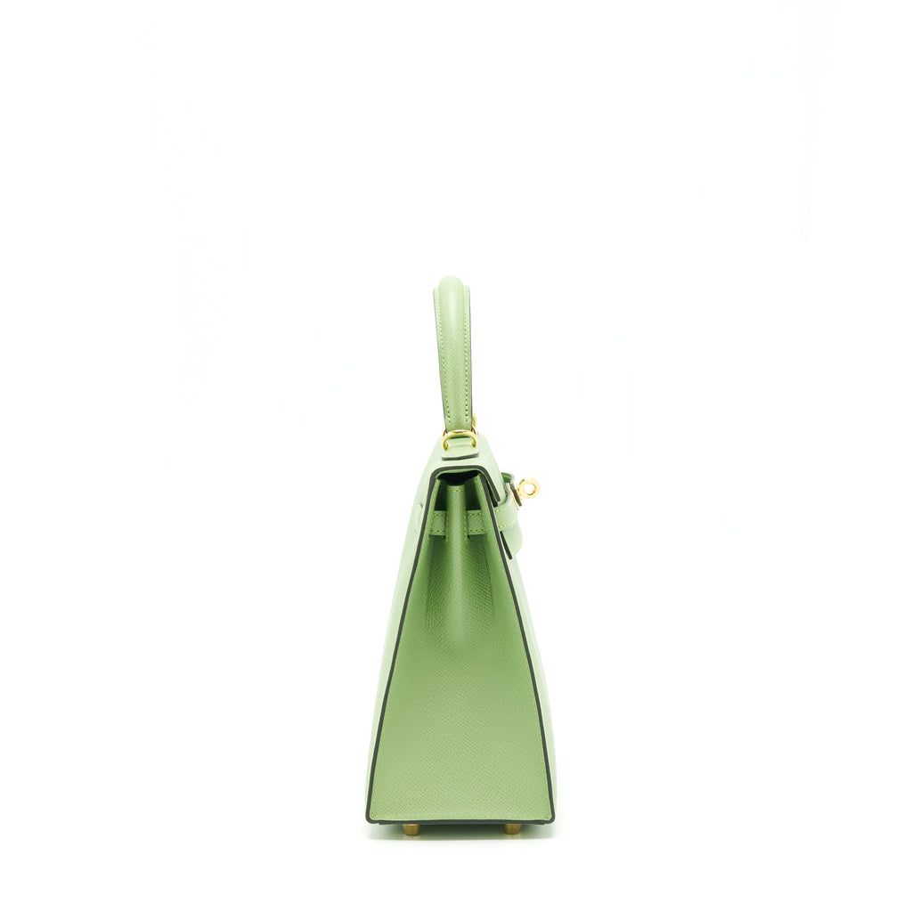 HERMES KELLY 25 SELLIER EPSOM VERT CRIQUET GHW