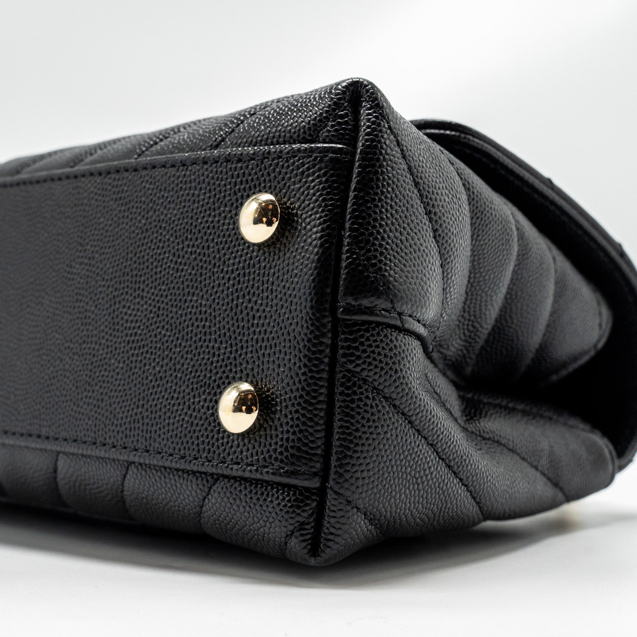 CHANEL SMALL COCO HANDLE CHEVRON CAVIAR BLACK LGHW