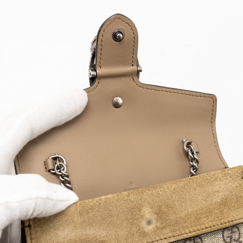 GUCCI SUPER MINI DIONYSUS BAG GG SUPREME BEIGE SHW