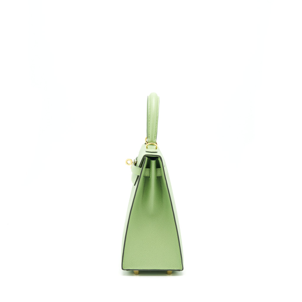 HERMES KELLY 25 SELLIER EPSOM VERT CRIQUET GHW