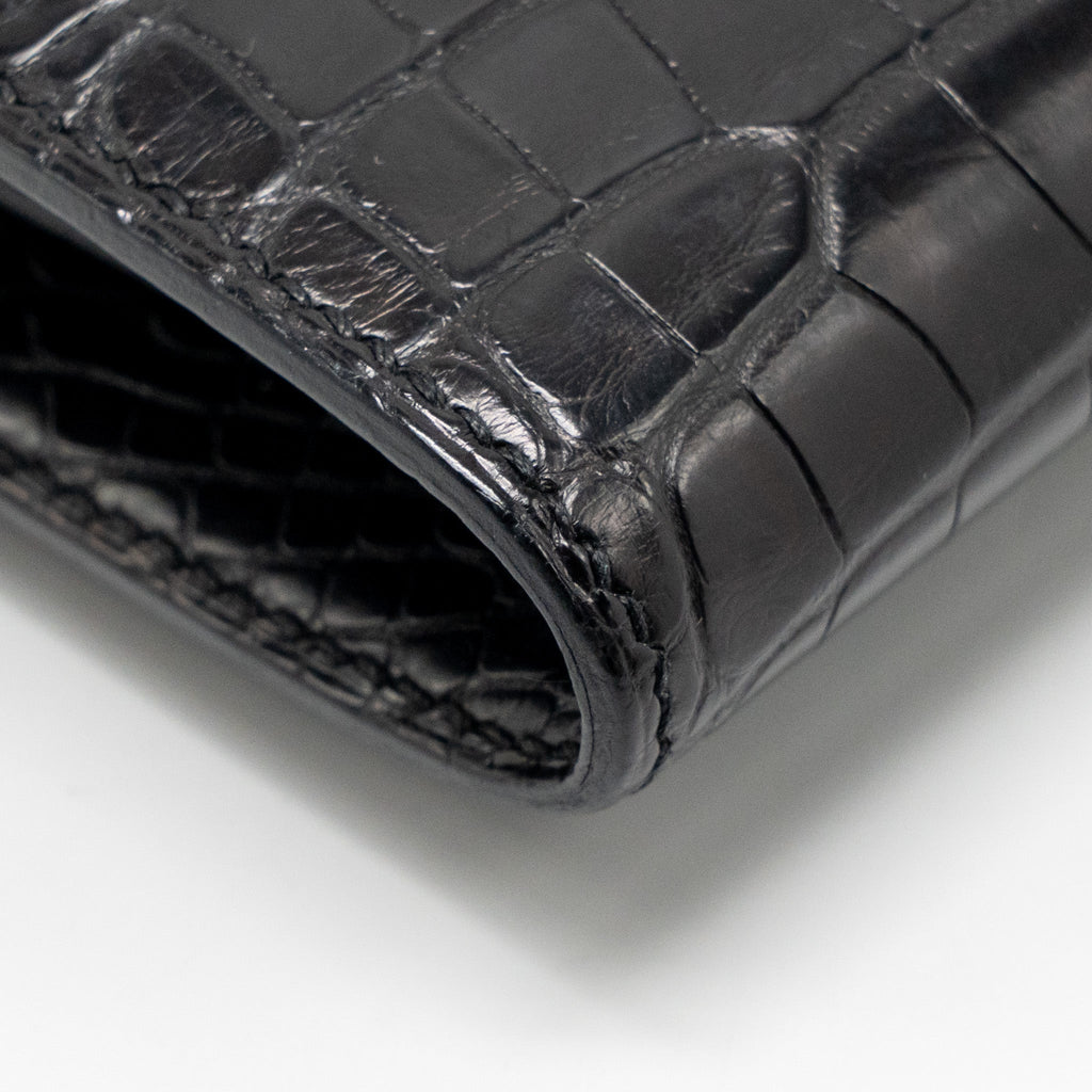 HERMES CONSTANCE WALLET ALLIGATOR MISSISSIPPIENSIS BLACK SHW