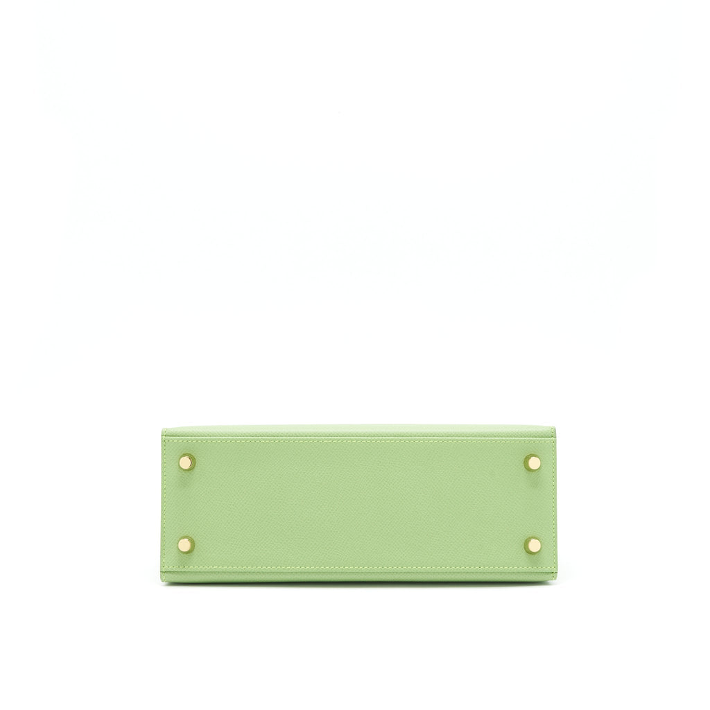 HERMES KELLY 25 SELLIER EPSOM VERT CRIQUET GHW